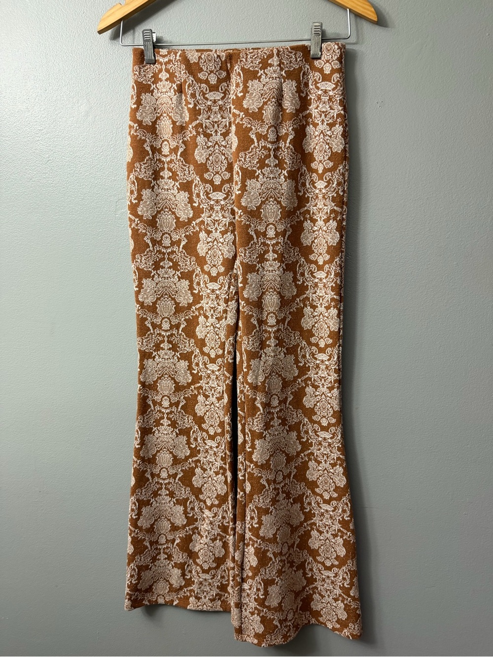 Industry High-Rise Brown and Cream Patterned Wide leg pull on pants